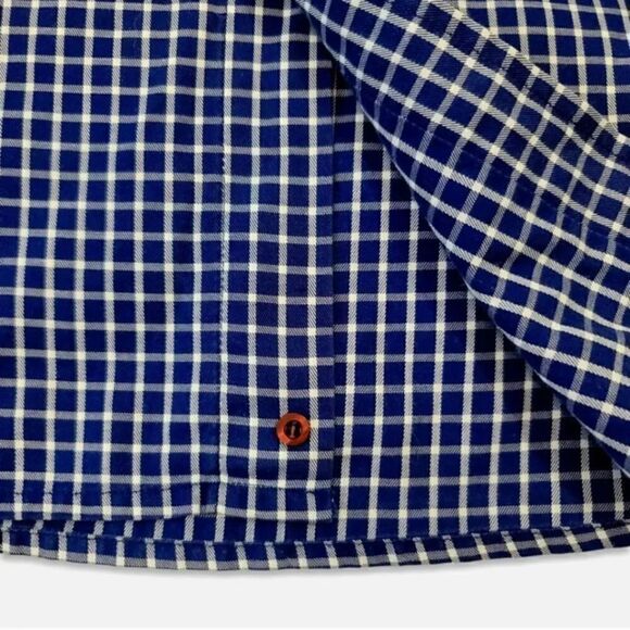 Vintage 90's Moschino Navy Blue Check Longsleeve Button Down Shirt Size Medium - Picture 6 of 10